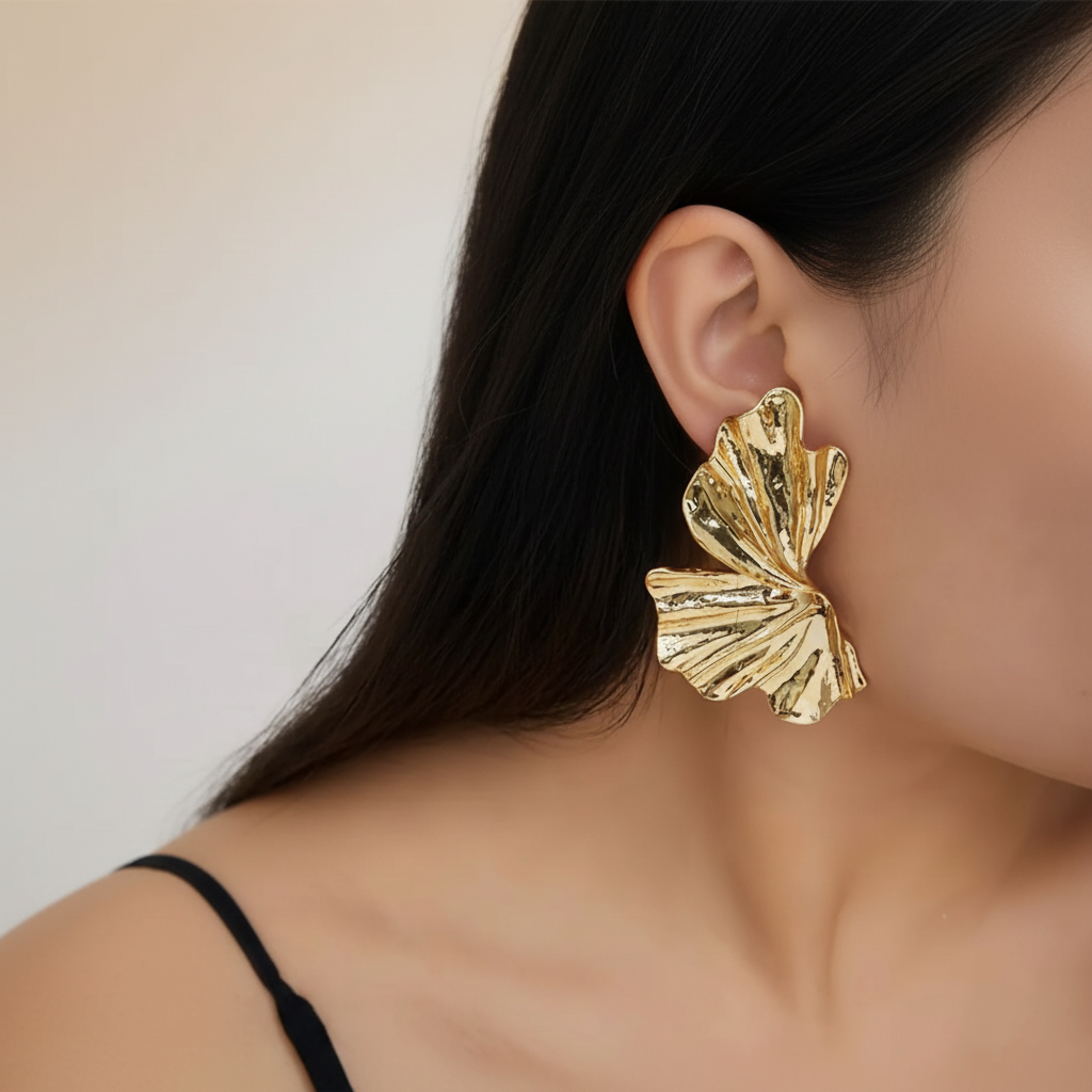 Gold Leaf Statement Earrings