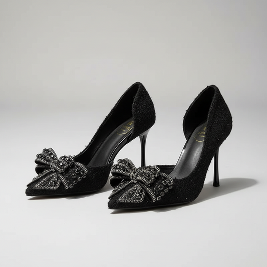 Elegant Black Bow Heels – Valentine Ready