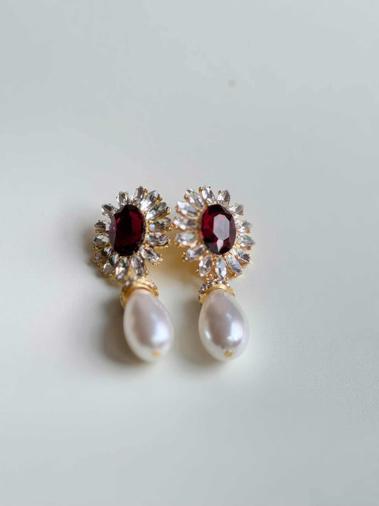 rhinestone pearl earring