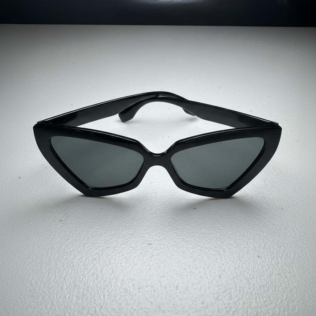 Futuristic Black Cat-Eye Sunglasses