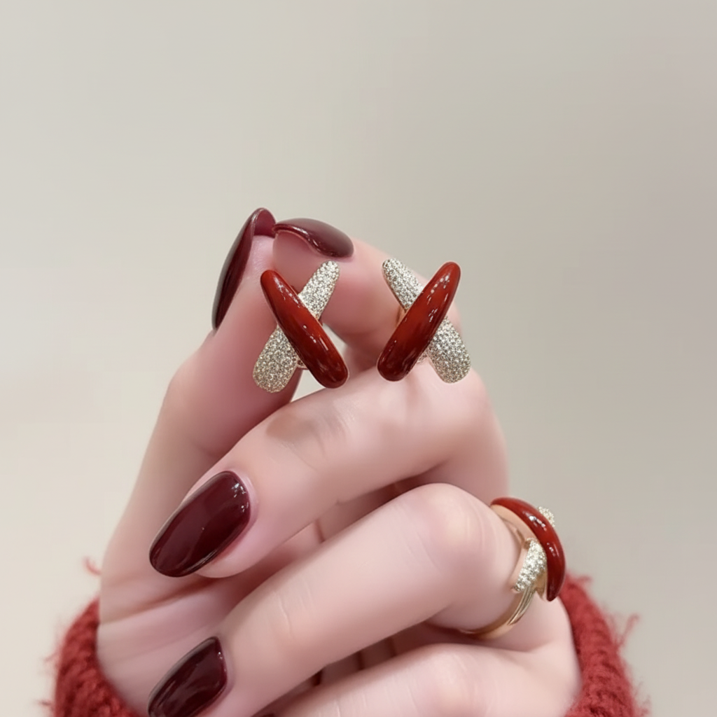 Elegant Red and Gold Earrings