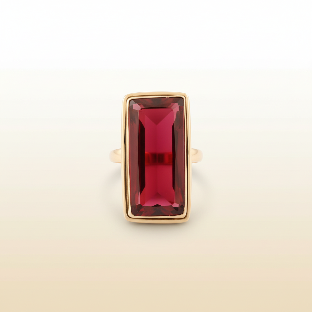 Red Rectangular Gemstone Ring