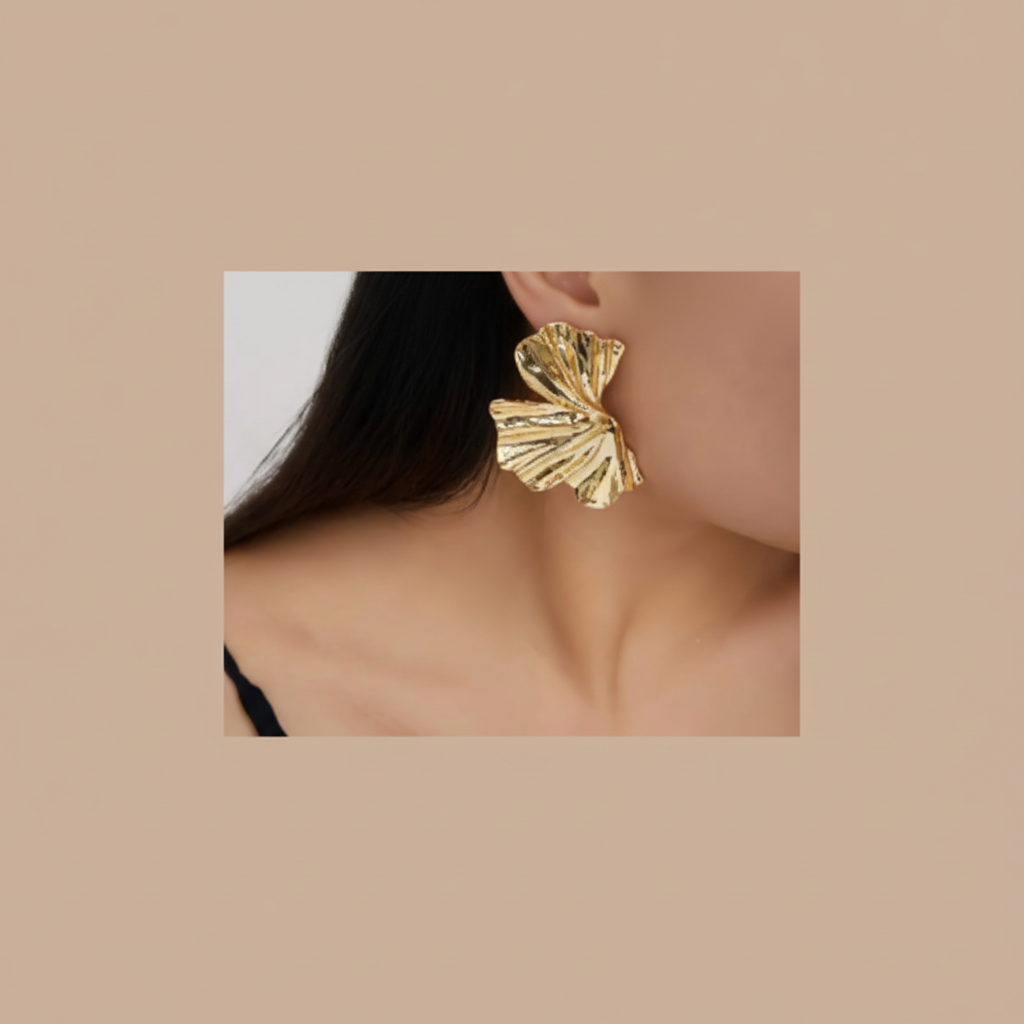 Gold Leaf Statement Earrings