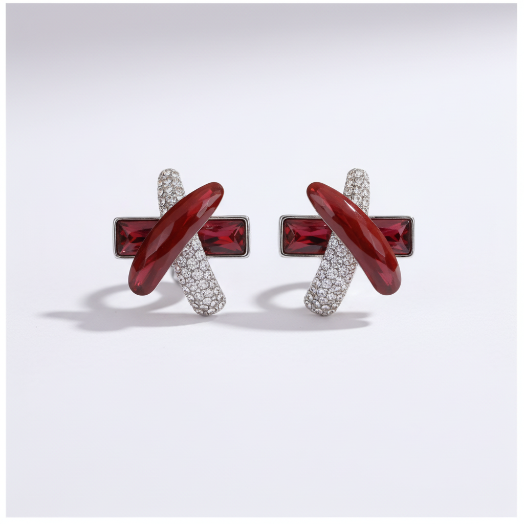 Elegant Red and Gold Earrings