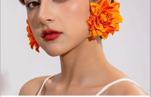 Trendy Orange Floral Earrings
